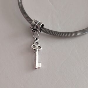 Silver‎ Key Dangle Charm for Pandora Style Bracelet